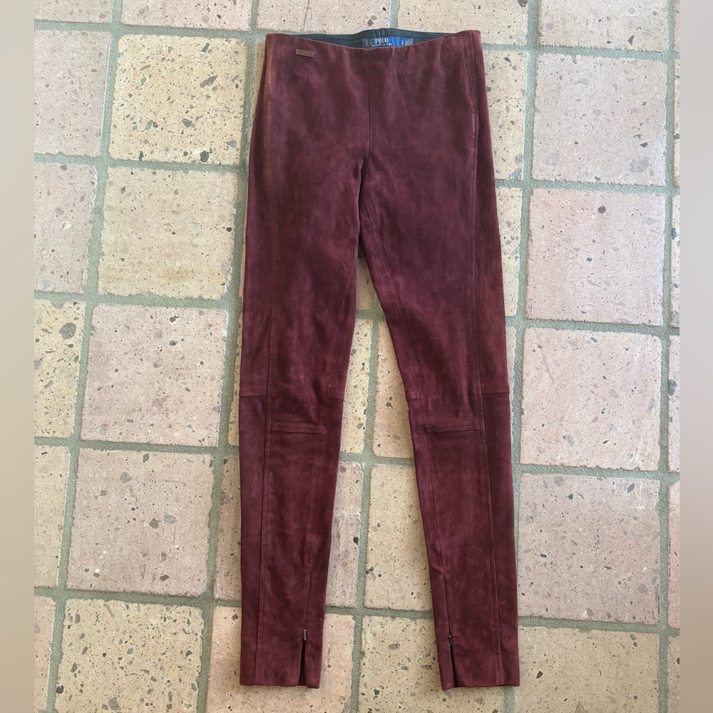 Ralph Lauren Polo Burgundy Suede Leggings